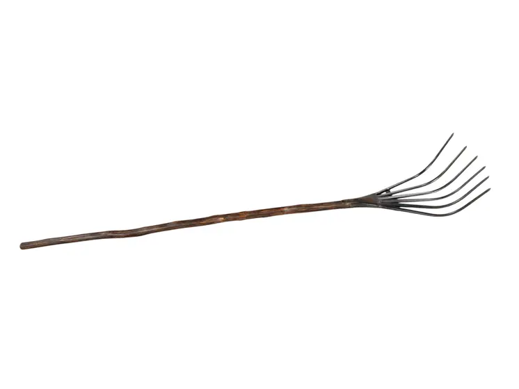 60" Brown and Black Wood and Metal Tabletop Sculpture