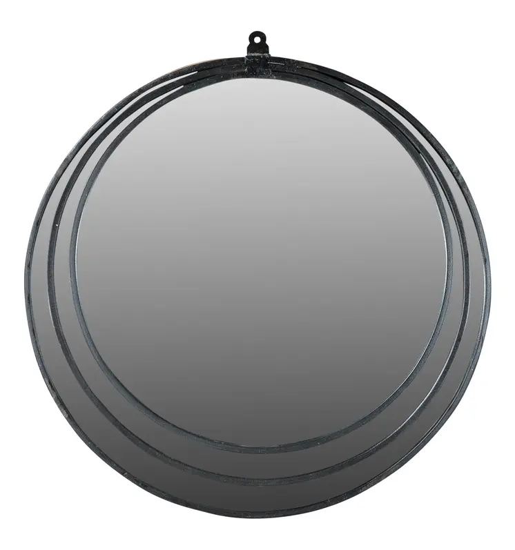 22" Black Round Metal Framed Accent Mirror