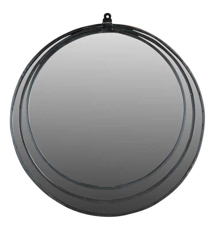 22" Black Round Metal Framed Accent Mirror