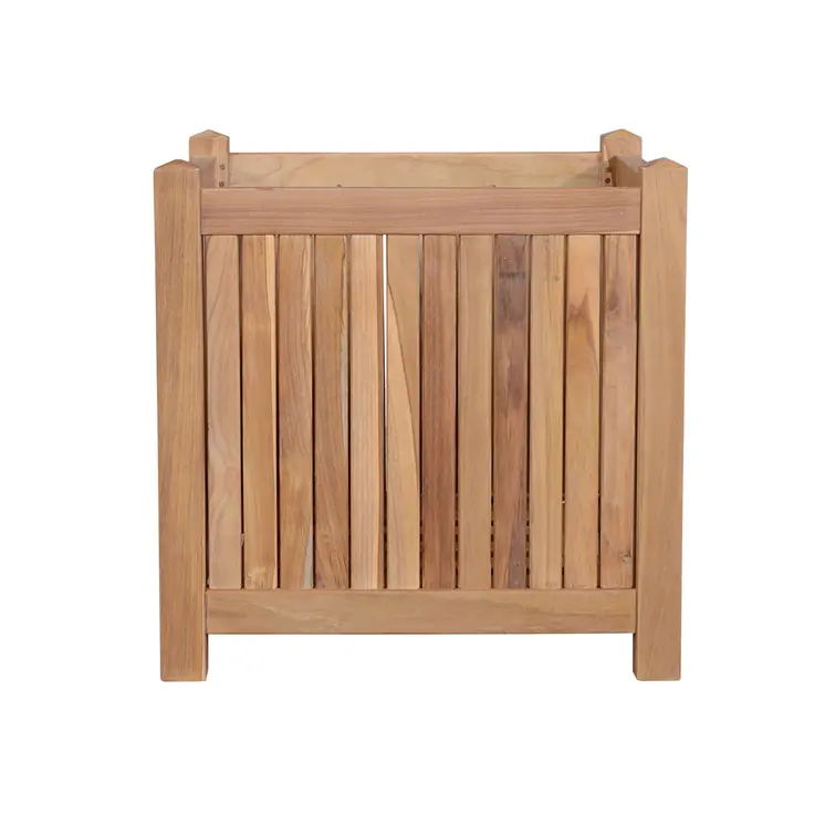 18" Natural Solid Wood Indoor Outdoor Square Planter Box