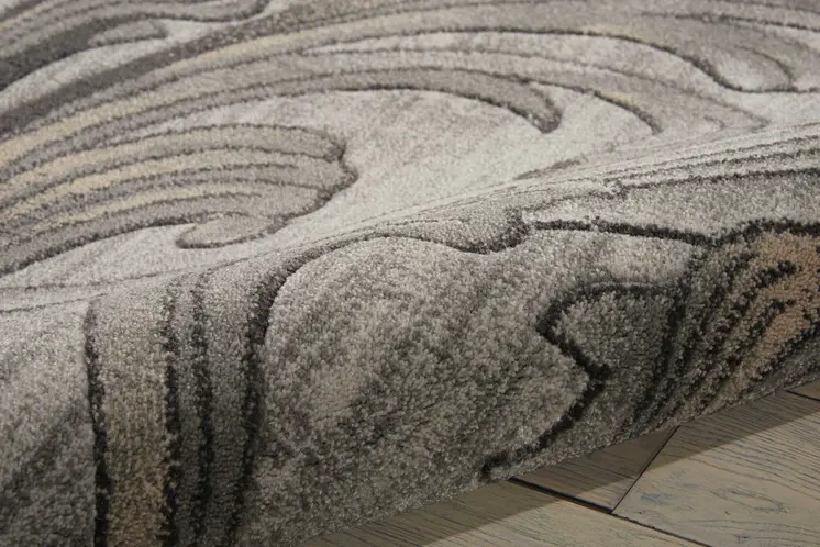 9' X 13' Graphite and Black Floral Vines Area Rug