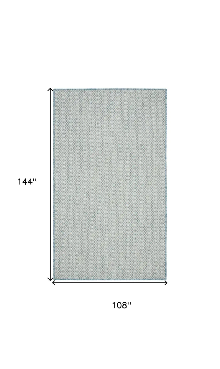 3' X 5' Aqua And Ivory Geometric Indoor Outdoor Area Rug