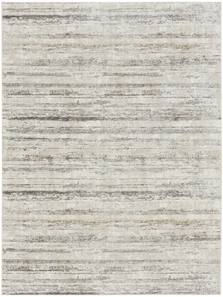 9' X 12' Cream and Gray Abstract Non Skid Area Rug