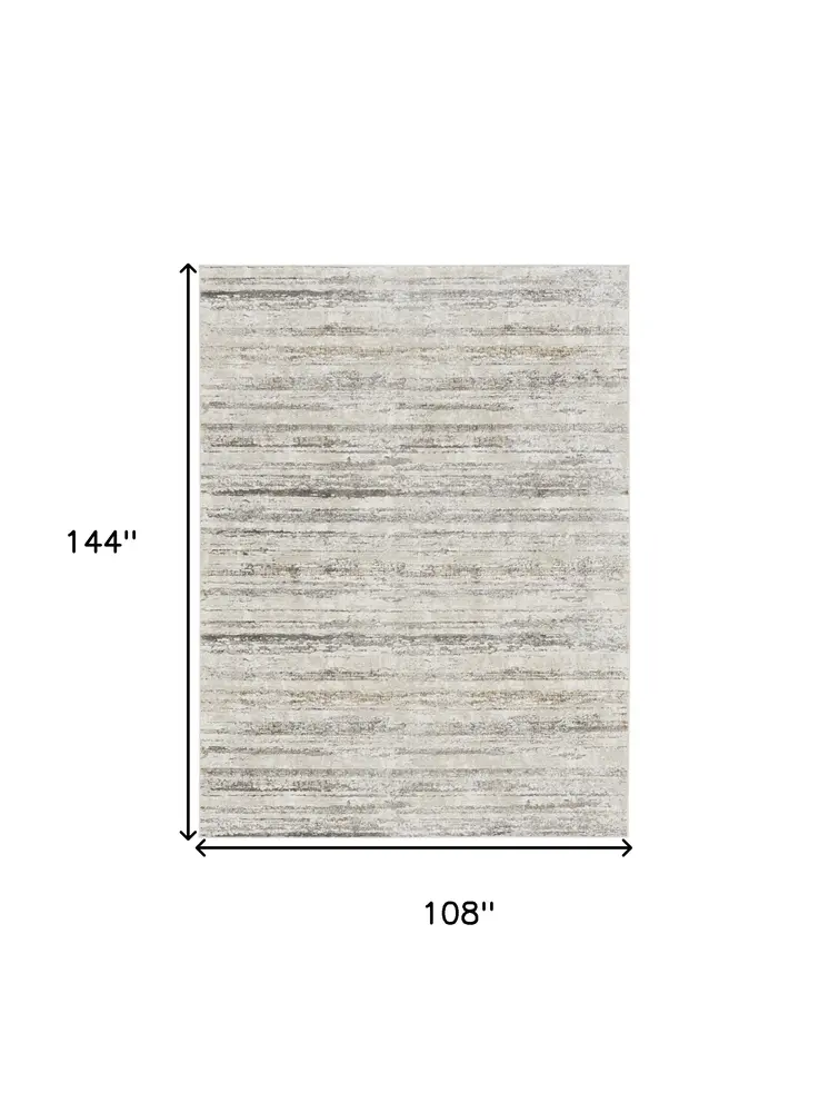 9' X 12' Cream and Gray Abstract Non Skid Area Rug
