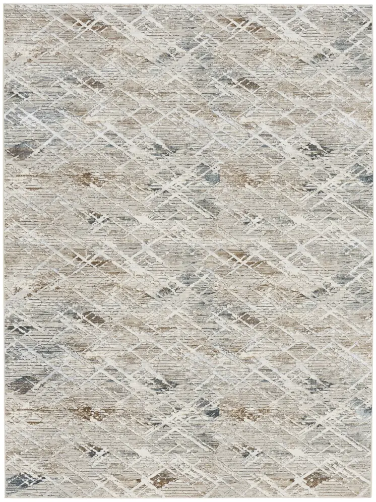9' X 12' Ivory Brown and Gray Abstract Non Skid Area Rug