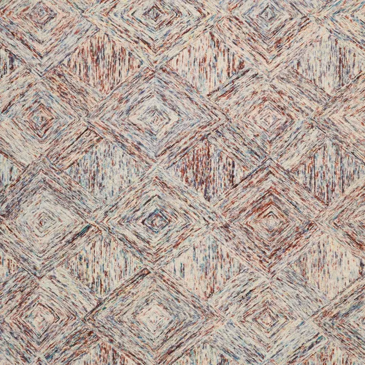 8' X 11' Ivory Red and Blue Wool Geometric Area Rug