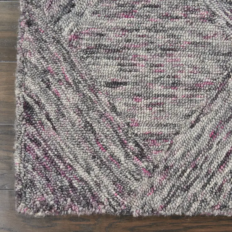 8' X 11' Ivory Black and Gray Wool Geometric Area Rug