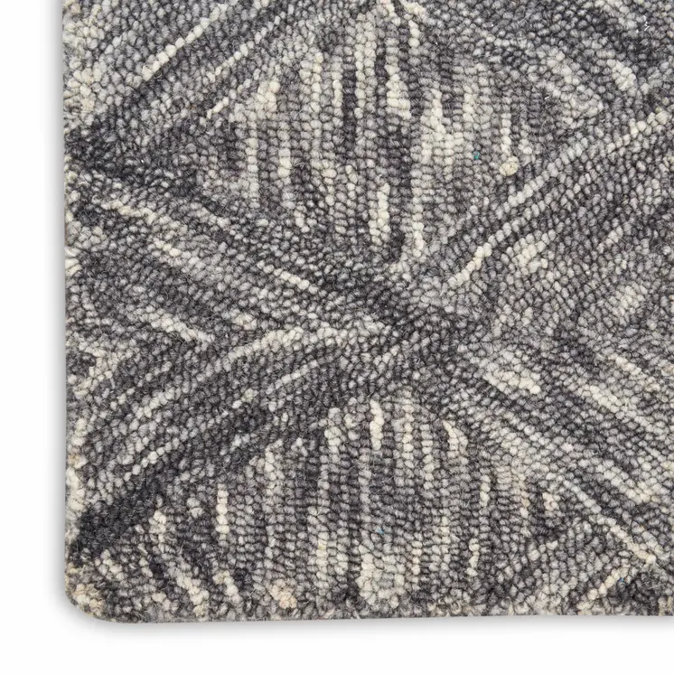 8' X 11' Charcoal and Ivory Wool Geometric Area Rug
