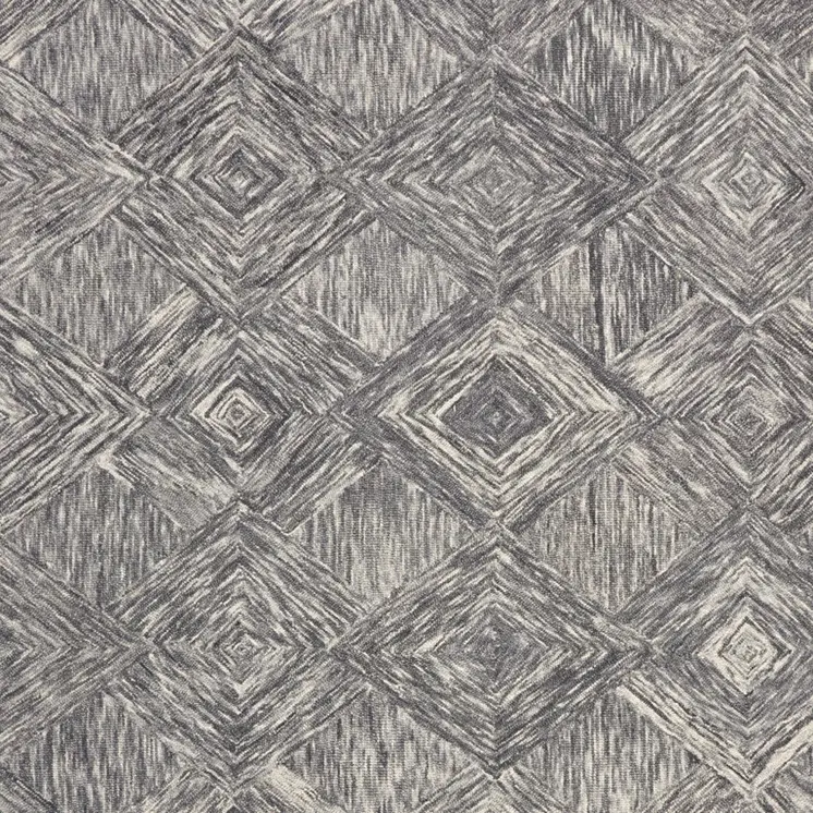 8' X 11' Charcoal and Ivory Wool Geometric Area Rug