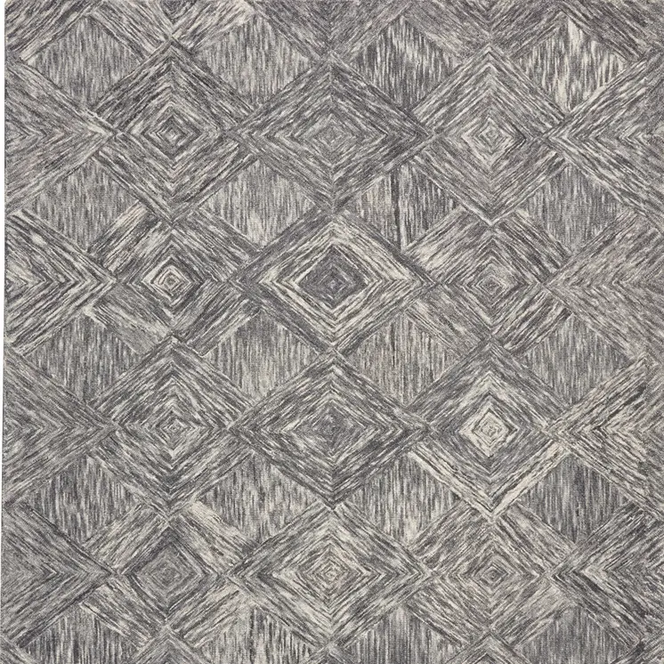 8' X 11' Charcoal and Ivory Wool Geometric Area Rug