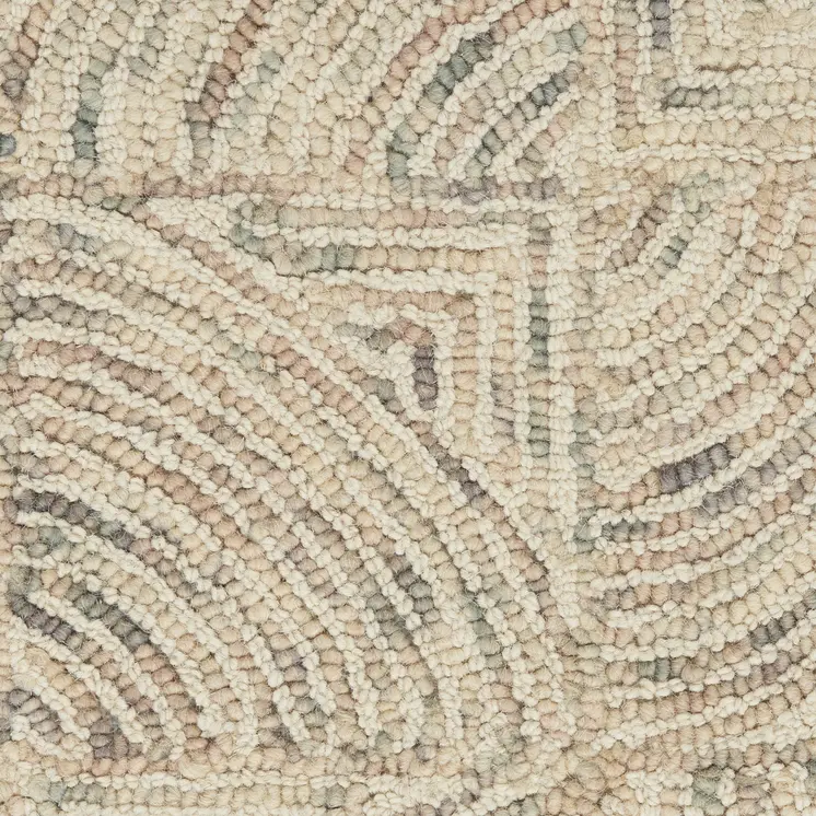 8' X 11' Ivory Tan and Gray Wool Geometric Area Rug
