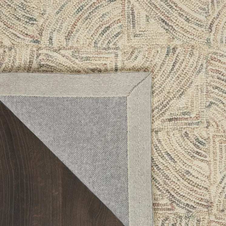 8' X 11' Ivory Tan and Gray Wool Geometric Area Rug