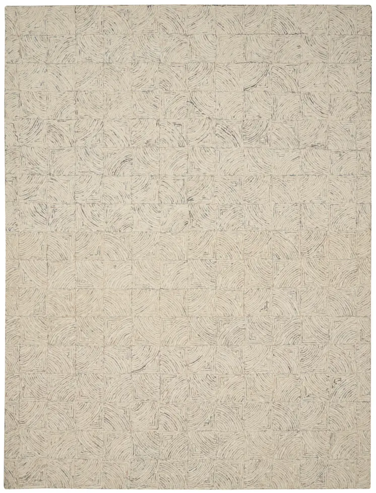 8' X 11' Ivory Tan and Gray Wool Geometric Area Rug