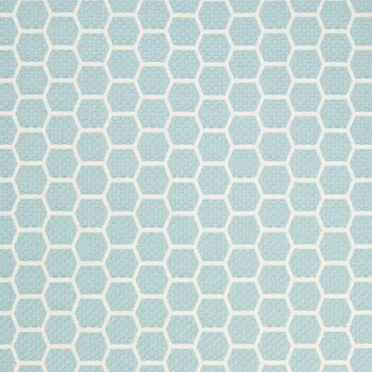 4' X 6' Aqua And Ivory Geometric Indoor Outdoor Area Rug