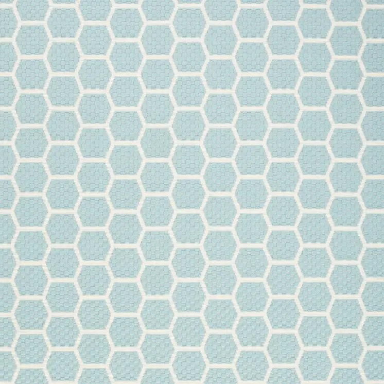 4' X 6' Aqua And Ivory Geometric Indoor Outdoor Area Rug