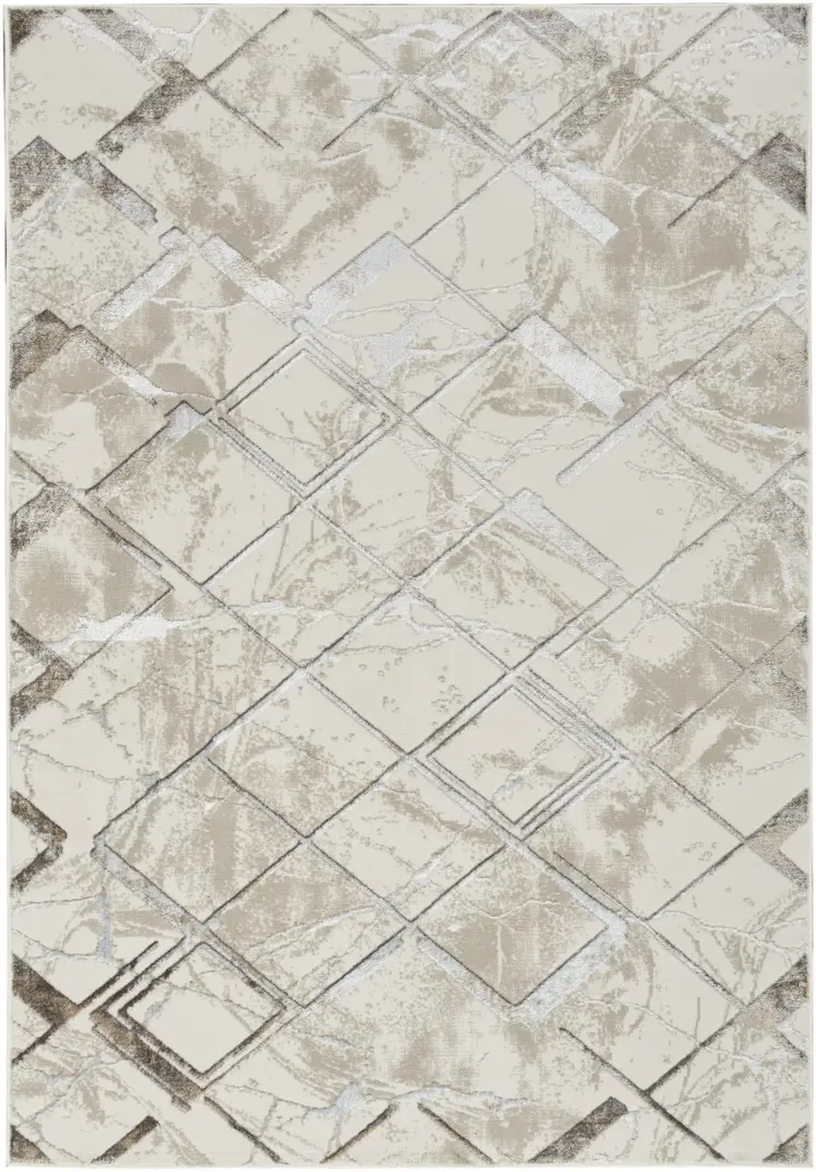 4' X 6' Ivory and Gray Abstract Non Skid Area Rug