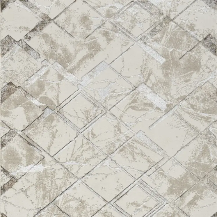 4' X 6' Ivory and Gray Abstract Non Skid Area Rug
