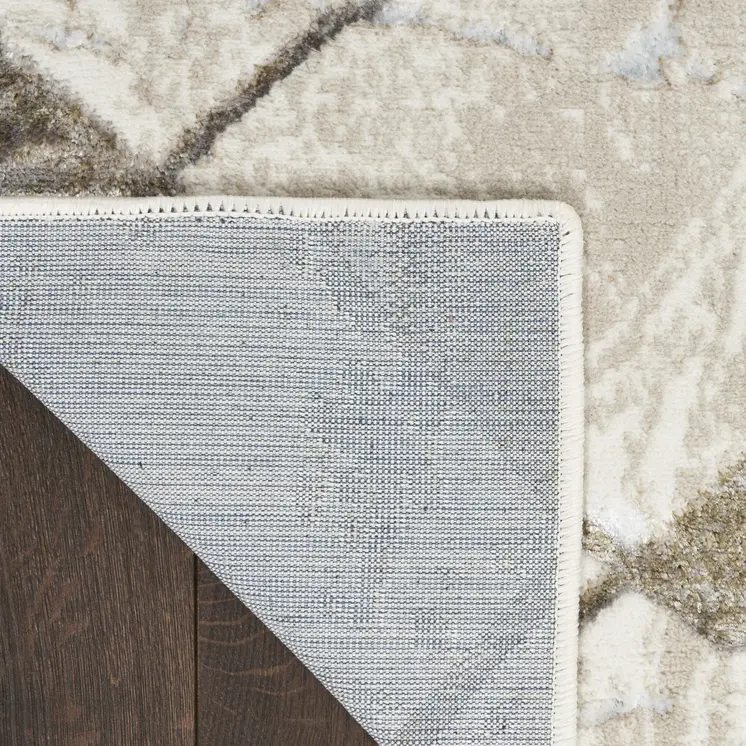 4' X 6' Ivory and Gray Abstract Non Skid Area Rug