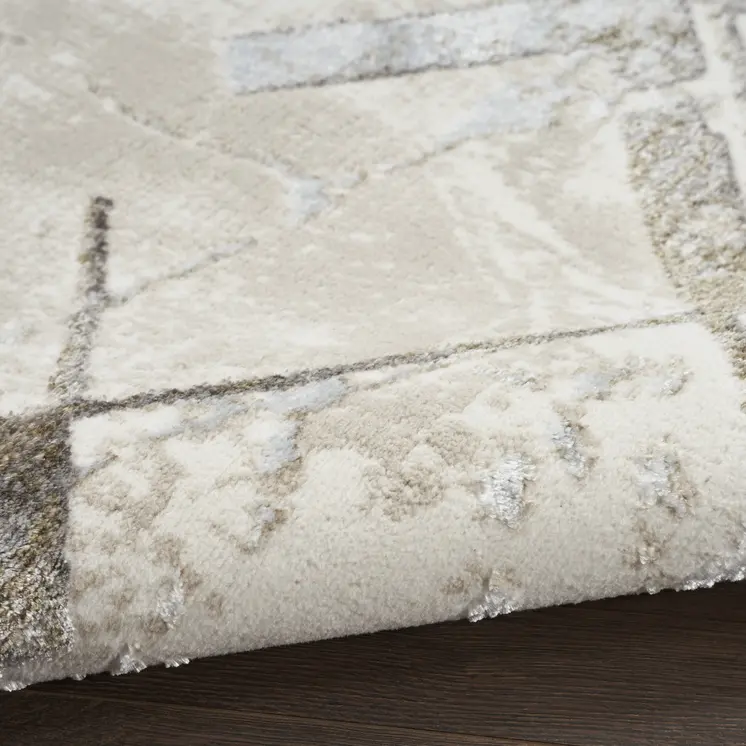 4' X 6' Ivory and Gray Abstract Non Skid Area Rug