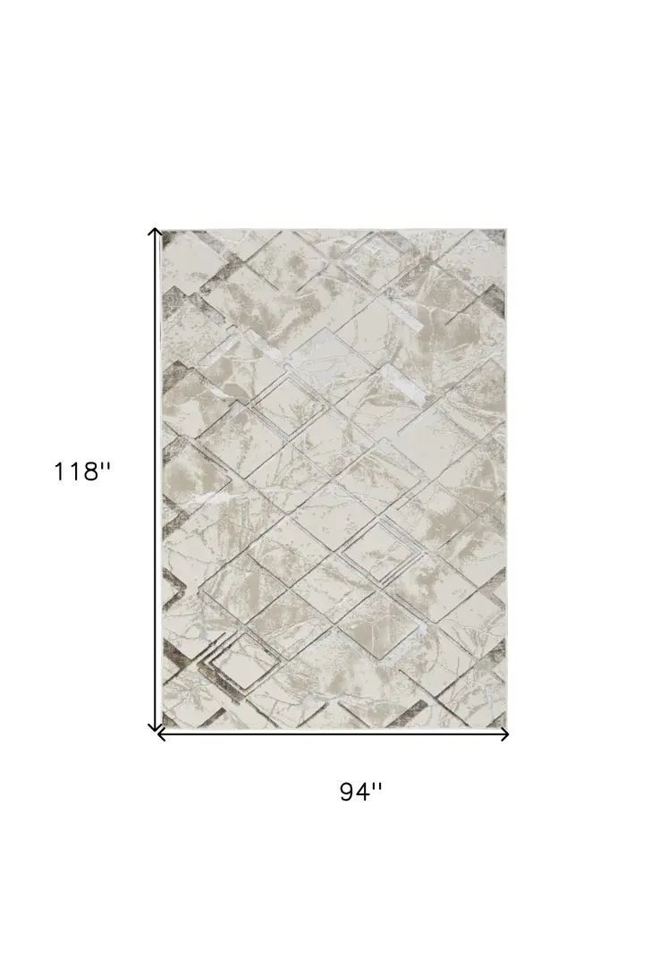 4' X 6' Ivory and Gray Abstract Non Skid Area Rug