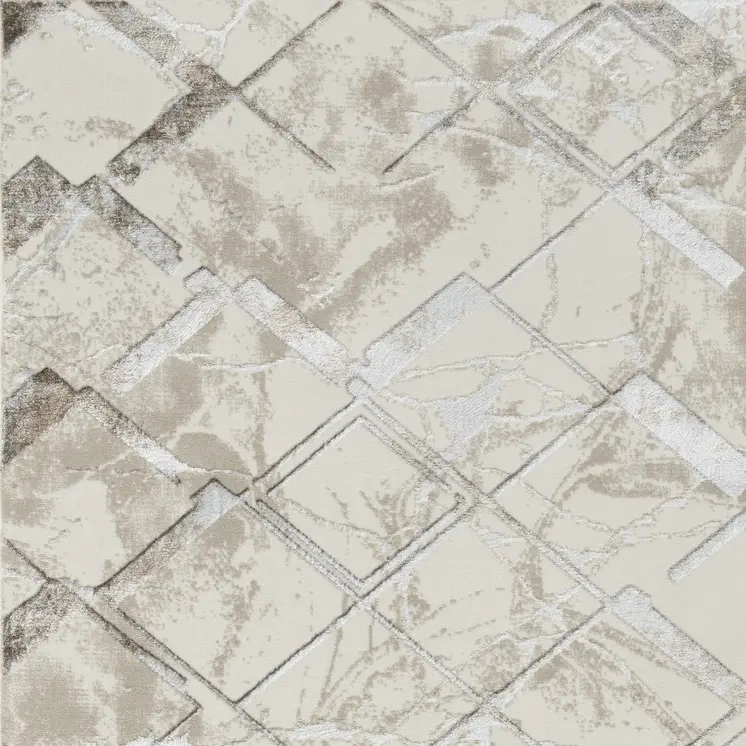 4' X 6' Ivory and Gray Abstract Non Skid Area Rug