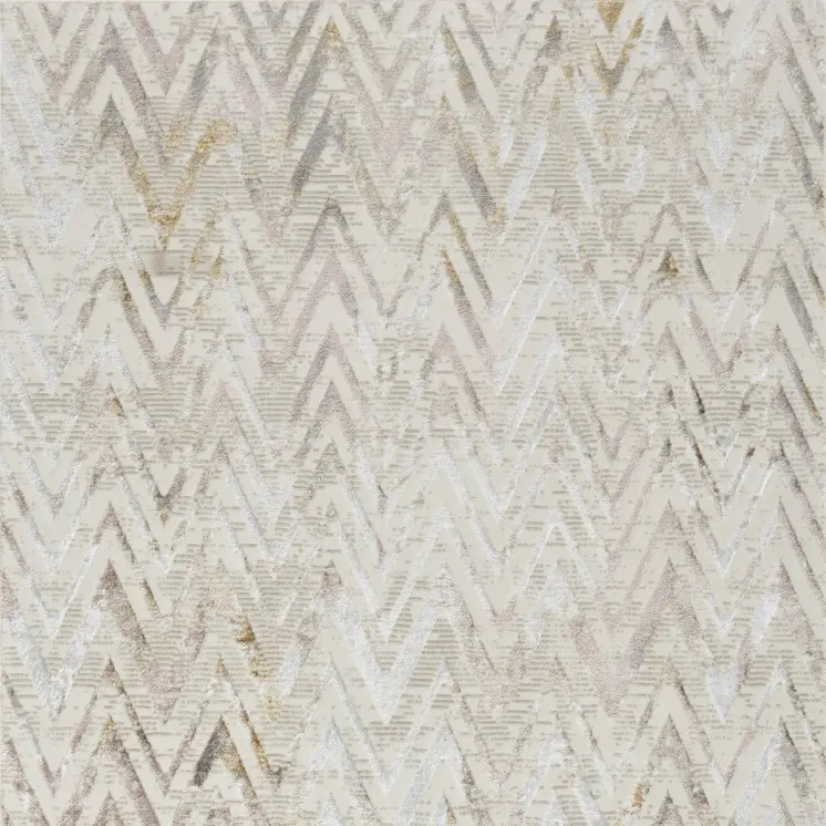 4' X 6' Ivory Black and Gray Chevron Distressed Non Skid Area Rug