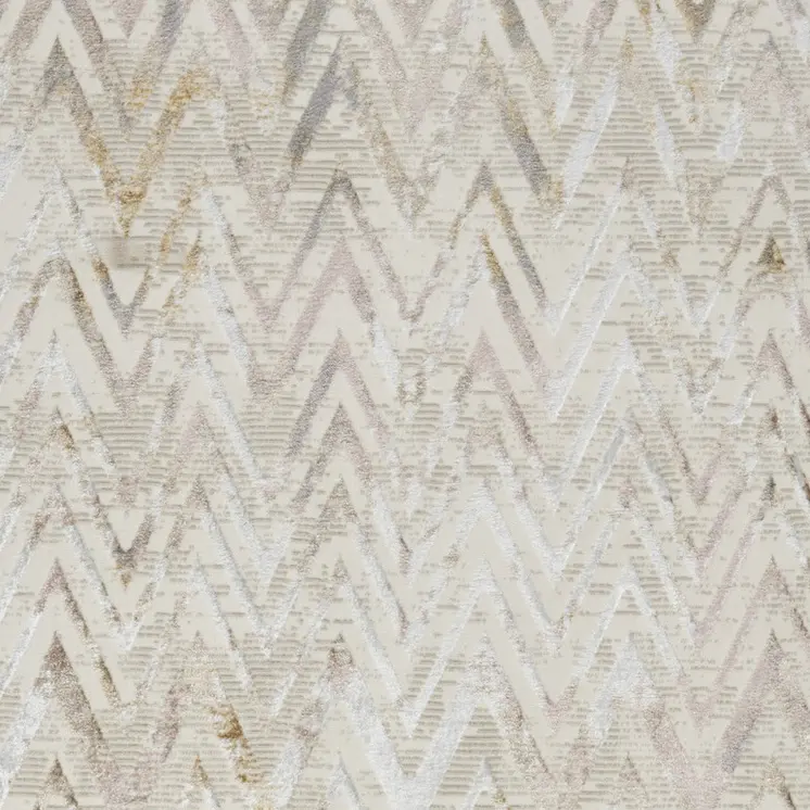 4' X 6' Ivory Black and Gray Chevron Distressed Non Skid Area Rug