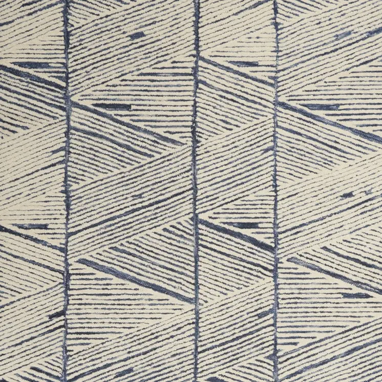4' X 6' Blue and White Wool Abstract Area Rug