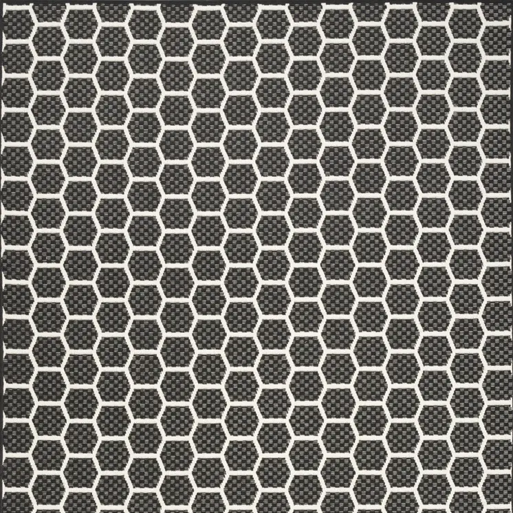 4' X 6' Black And Ivory Geometric Indoor Outdoor Area Rug