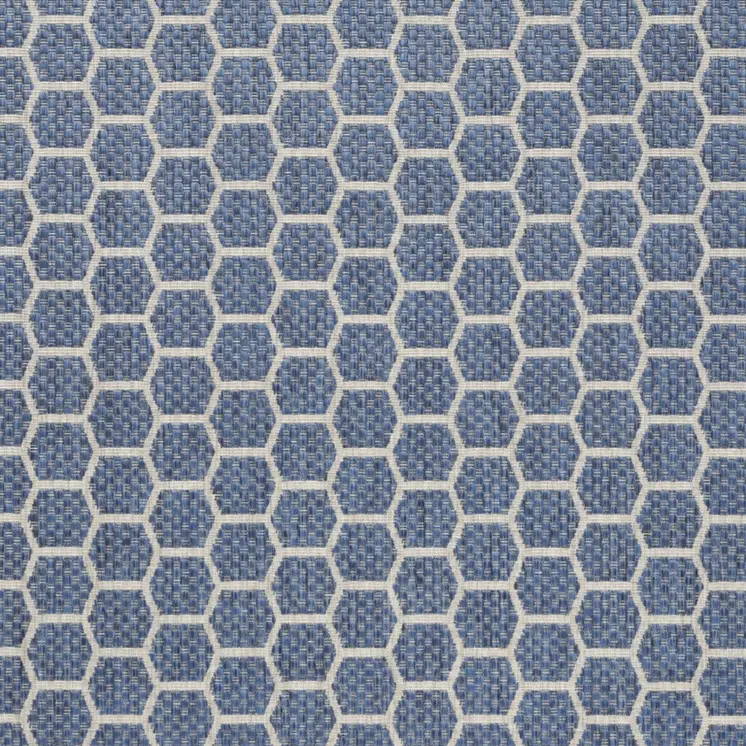 4' X 6' Blue And Ivory Geometric Indoor Outdoor Area Rug