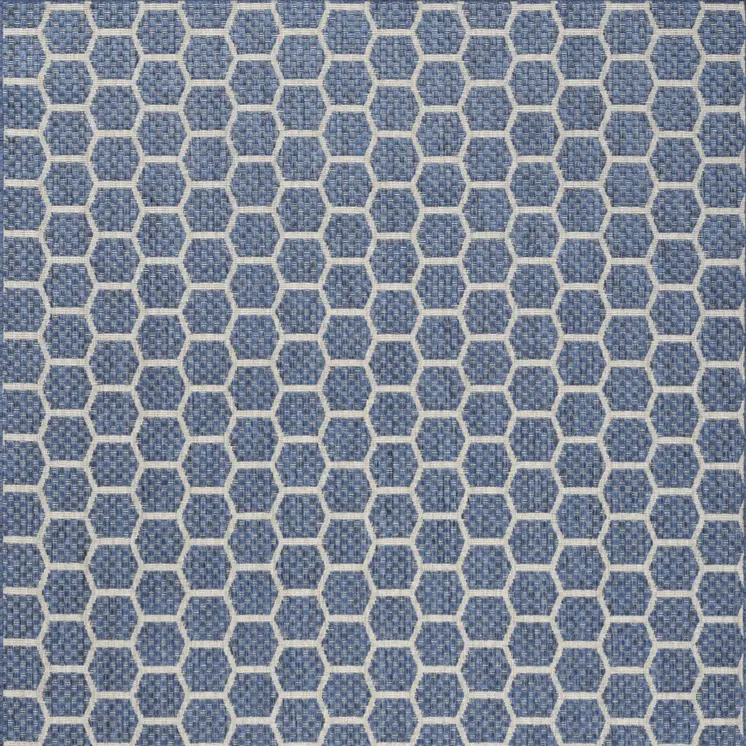 4' X 6' Blue And Ivory Geometric Indoor Outdoor Area Rug