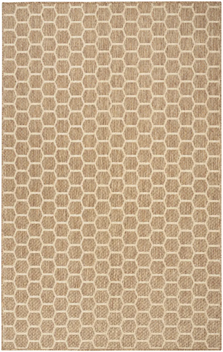 4' X 6' Natural And Beige Geometric Indoor Outdoor Area Rug