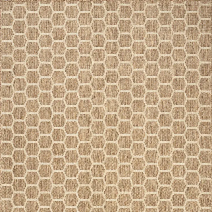 4' X 6' Natural And Beige Geometric Indoor Outdoor Area Rug