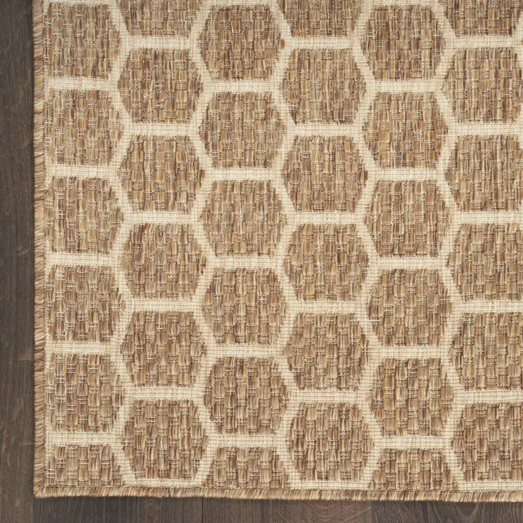 4' X 6' Natural And Beige Geometric Indoor Outdoor Area Rug
