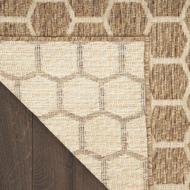 4' X 6' Natural And Beige Geometric Indoor Outdoor Area Rug