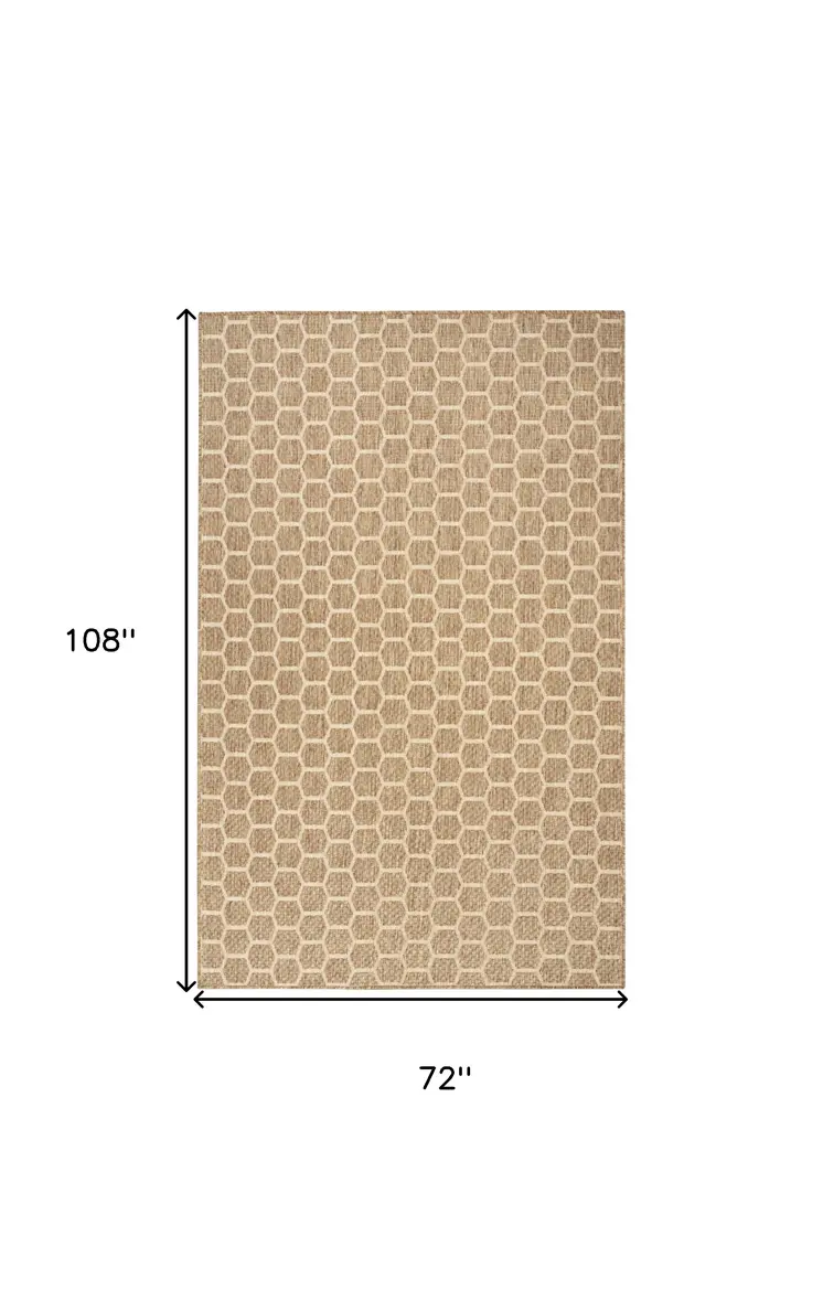 4' X 6' Natural And Beige Geometric Indoor Outdoor Area Rug