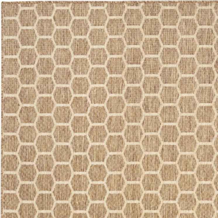 4' X 6' Natural And Beige Geometric Indoor Outdoor Area Rug