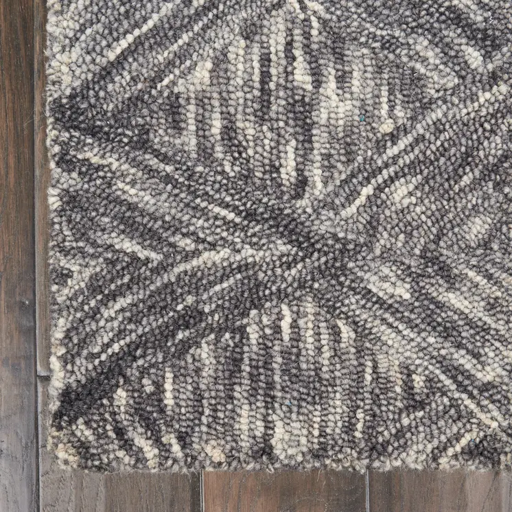 5' X 8' Charcoal and Ivory Wool Geometric Area Rug