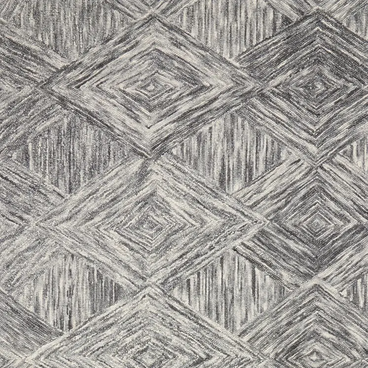 5' X 8' Charcoal and Ivory Wool Geometric Area Rug