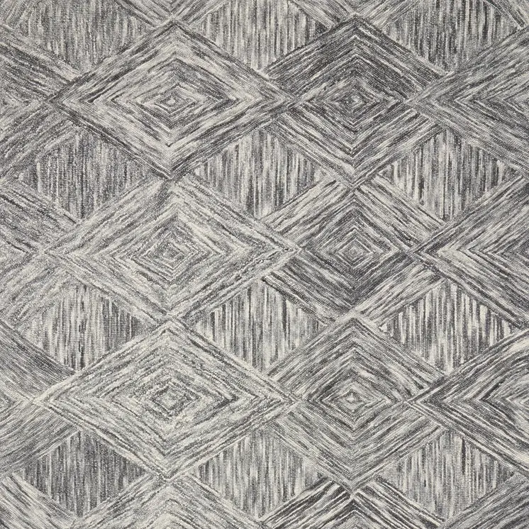 5' X 8' Charcoal and Ivory Wool Geometric Area Rug
