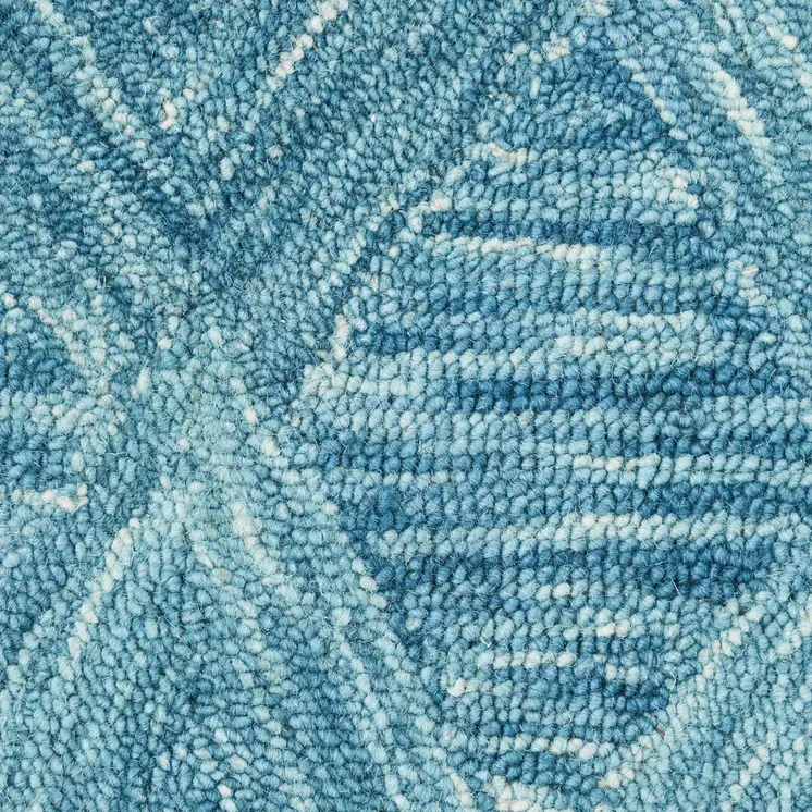 5' X 8' Ivory and Blue Wool Geometric Area Rug