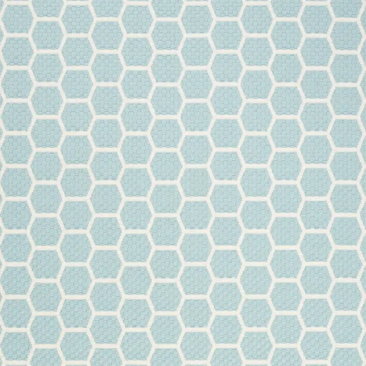 6' X 9' Aqua And Ivory Geometric Indoor Outdoor Area Rug