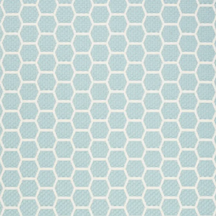 6' X 9' Aqua And Ivory Geometric Indoor Outdoor Area Rug