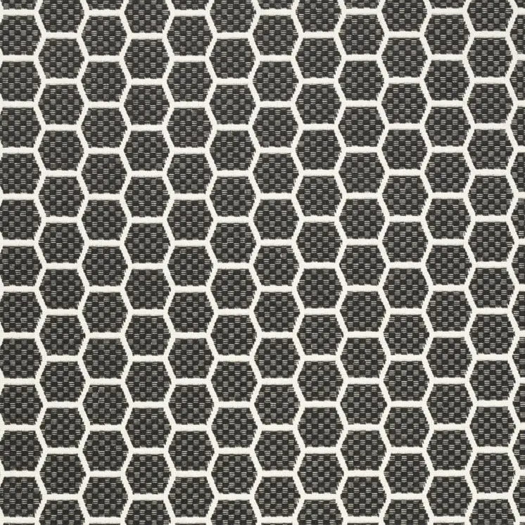 6' X 9' Black And Ivory Geometric Indoor Outdoor Area Rug