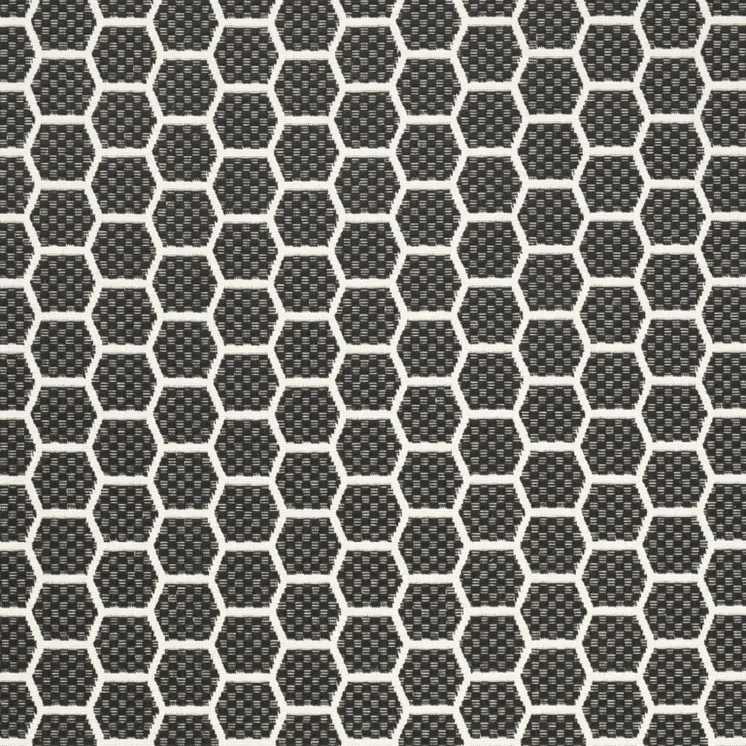 6' X 9' Black And Ivory Geometric Indoor Outdoor Area Rug