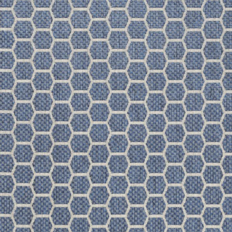 6' X 9' Blue And Ivory Geometric Indoor Outdoor Area Rug