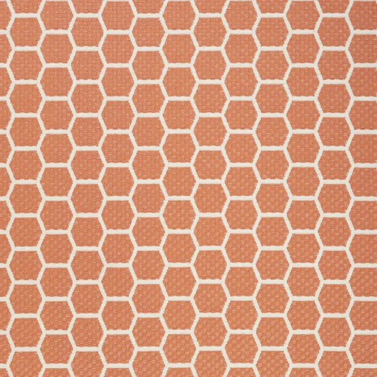 6' X 9' Coral And Ivory Geometric Indoor Outdoor Area Rug