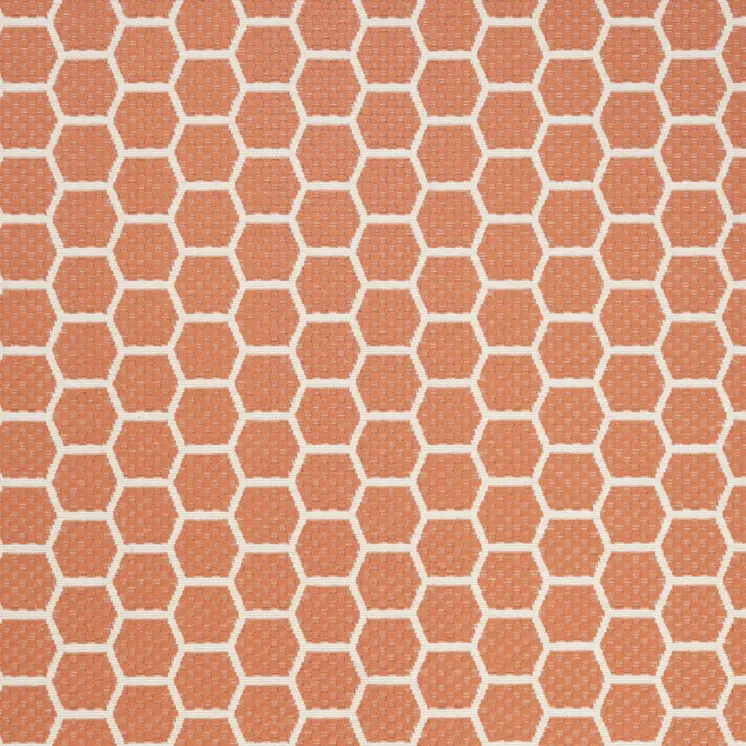6' X 9' Coral And Ivory Geometric Indoor Outdoor Area Rug