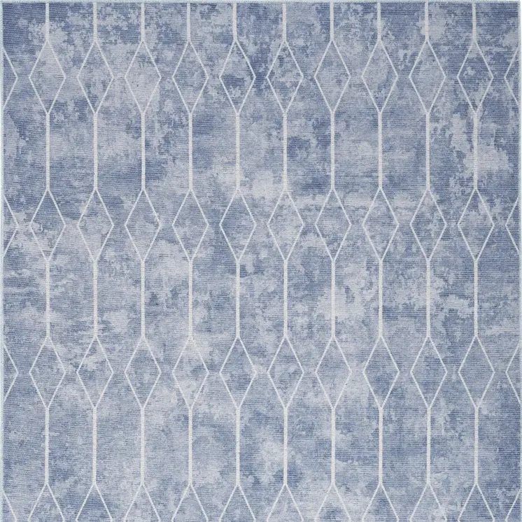 4' X 6' Blue and Ivory Geometric Power Loom Area Rug