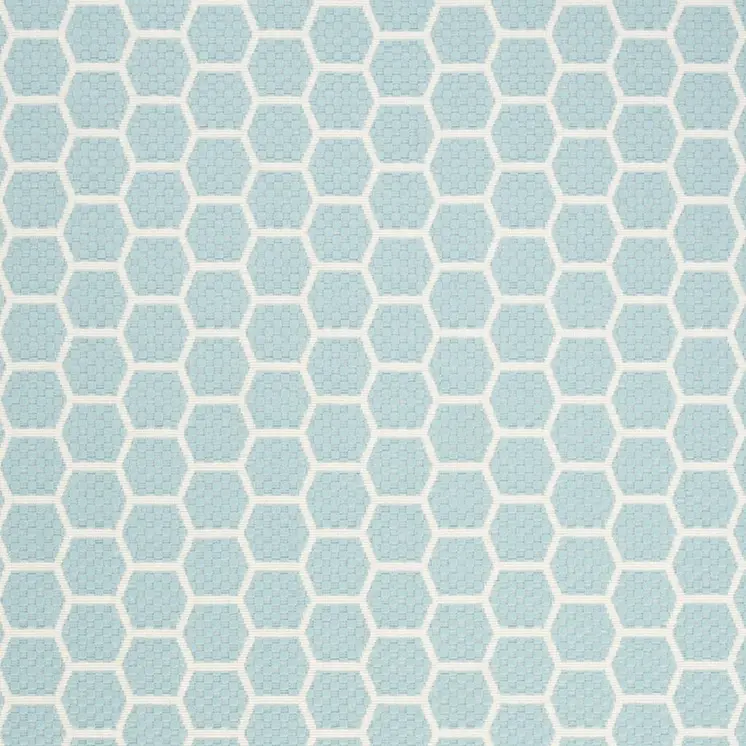 5' X 7' Aqua And Ivory Geometric Indoor Outdoor Area Rug